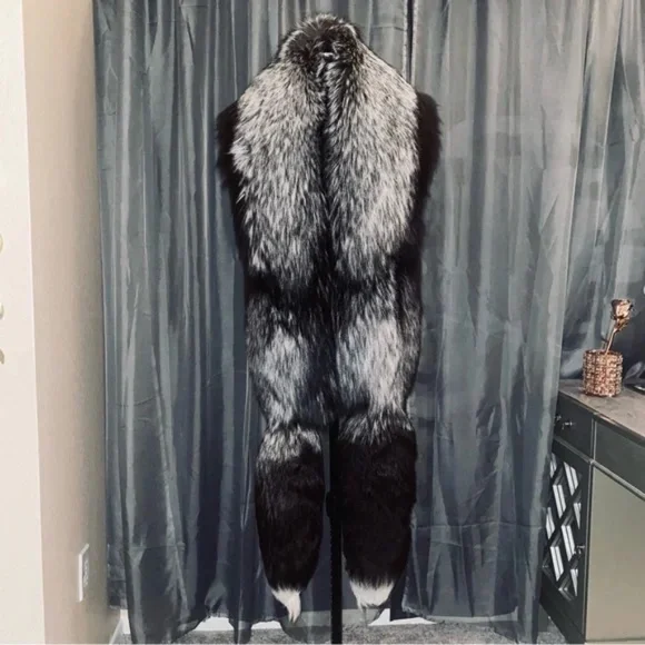 Genuine Saga Fox Fur Stole Wrap Scarf Bolero Jacket Coverup Opera Coat